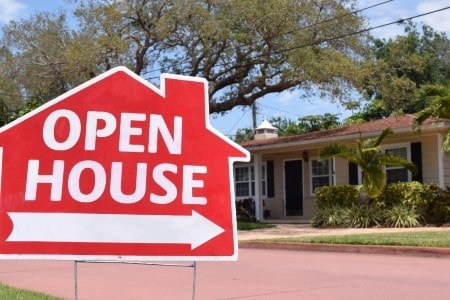 open house sign in front of venice home for sale