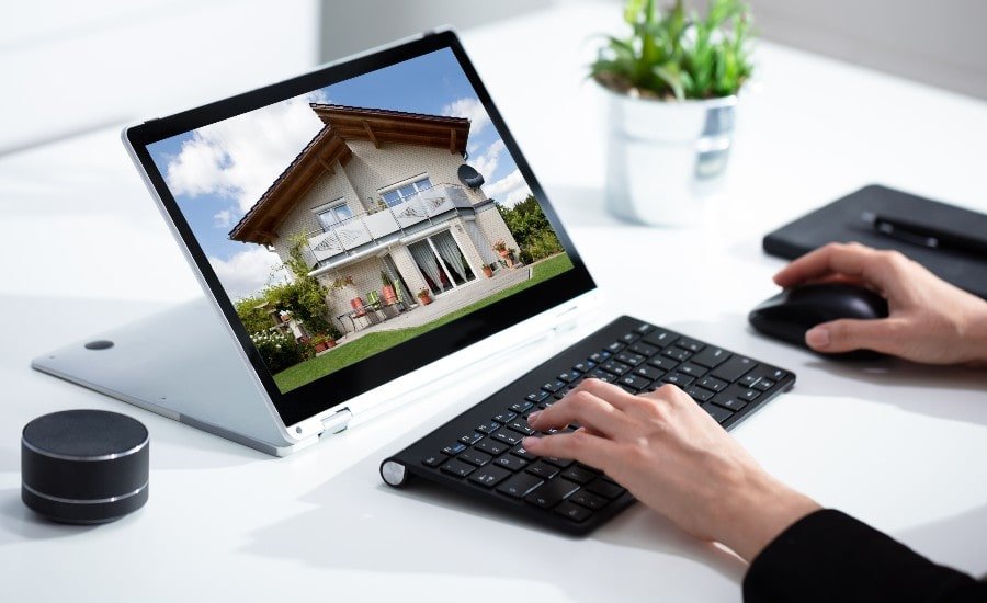 Businessperson viewing real estate listings